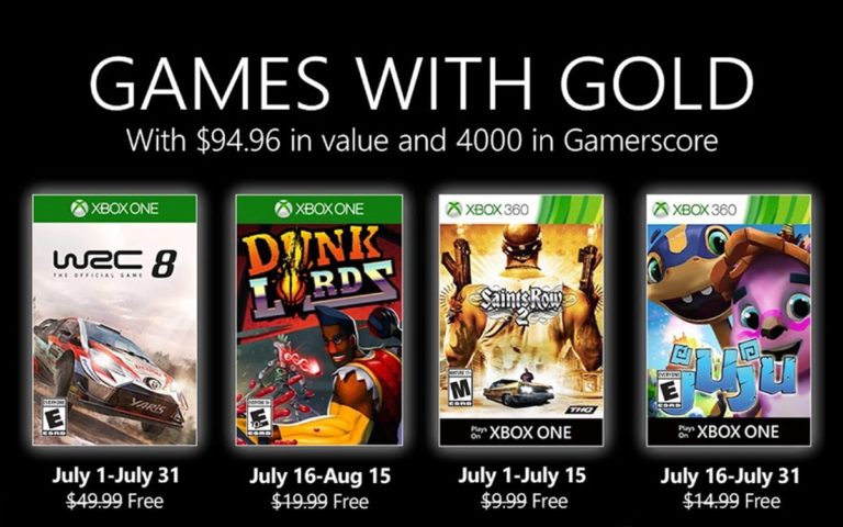 Xbox Games With Gold juillet 2020