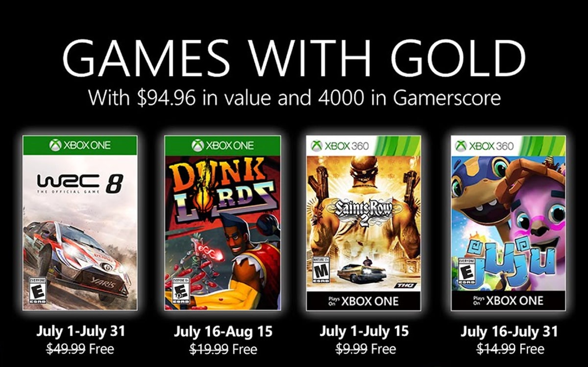 Xbox Games With Gold juillet 2020