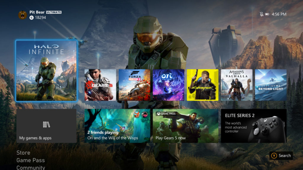 Interface Xbox Series X
