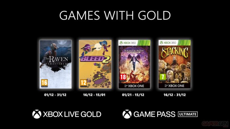 Xbox Games With Gold décembre 2020