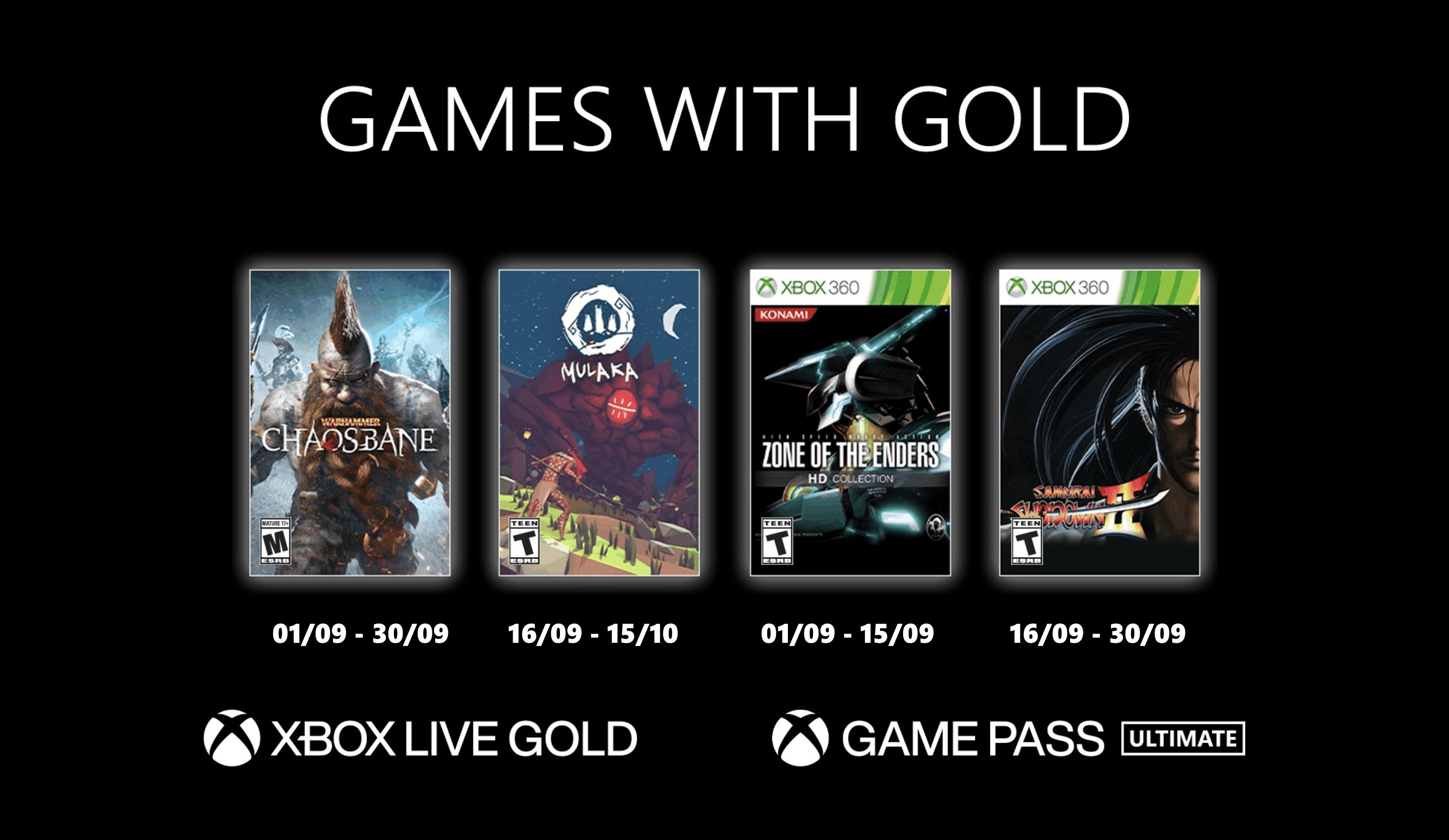Xbox Games With Gold septembre 2021