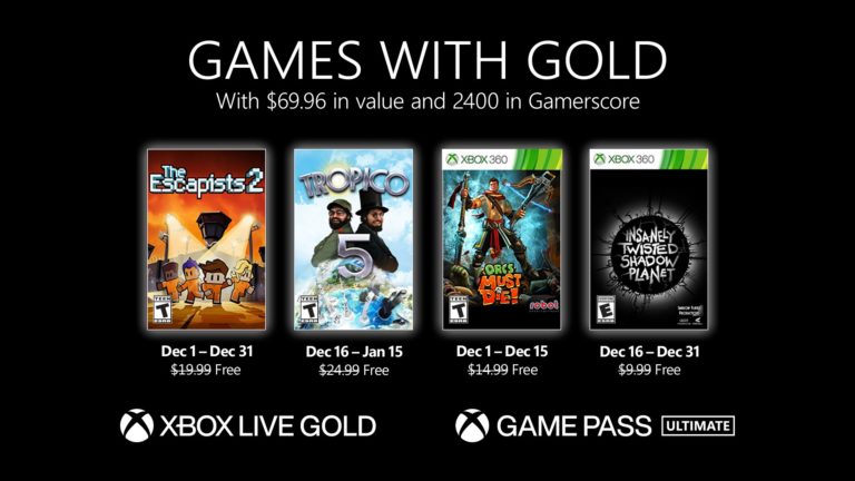 Xbox Games With Gold décembre 2021