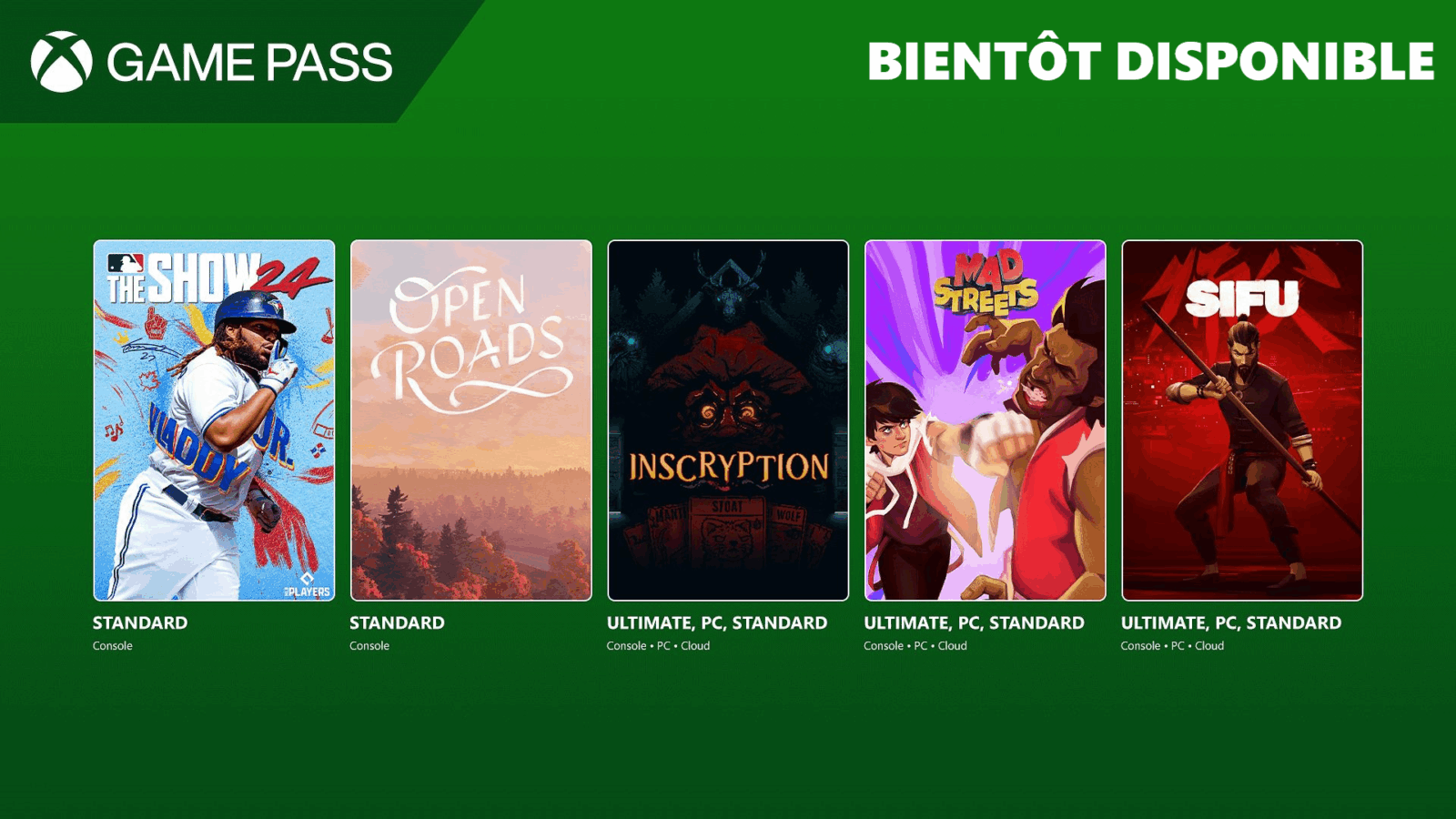 Xbox Game Pass Octobre 2024