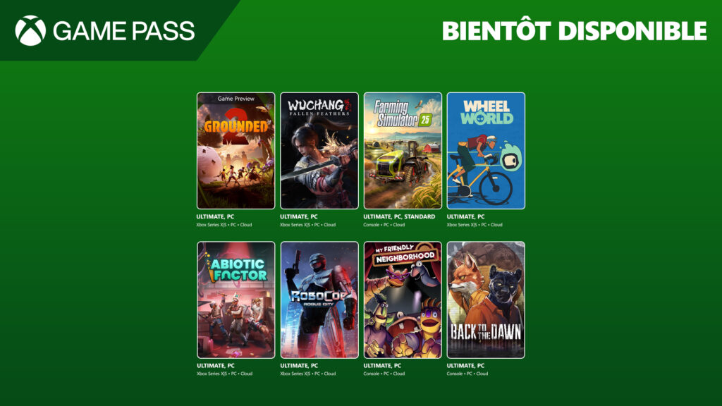 nouveaux jeux Game Pass juillet 2025