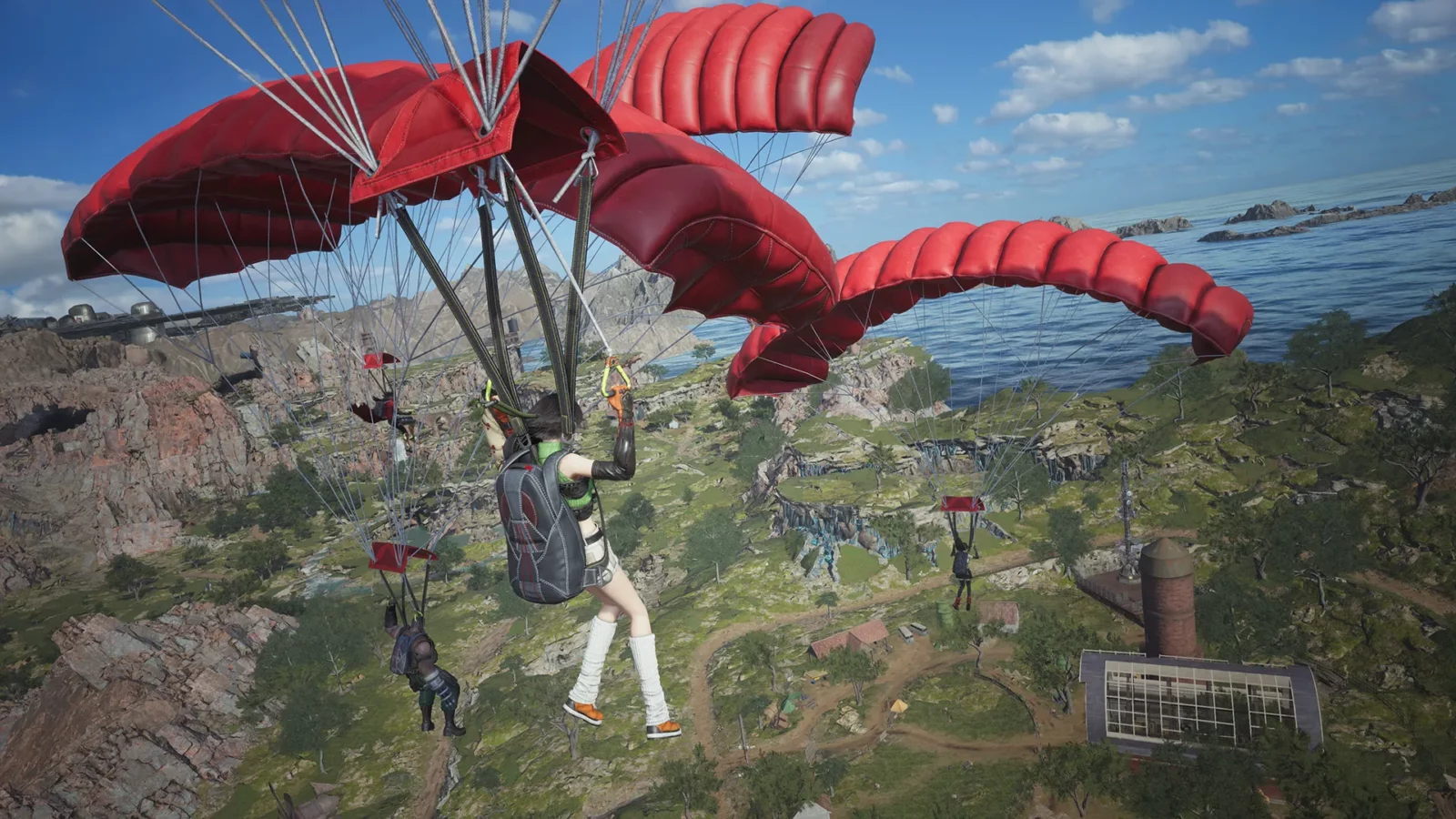 Saut en parachute dans Final Fantasy VII Revelation