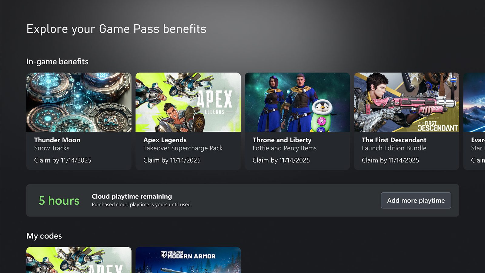 Xbox Cloud avec un nombre d'heures de jeu limité