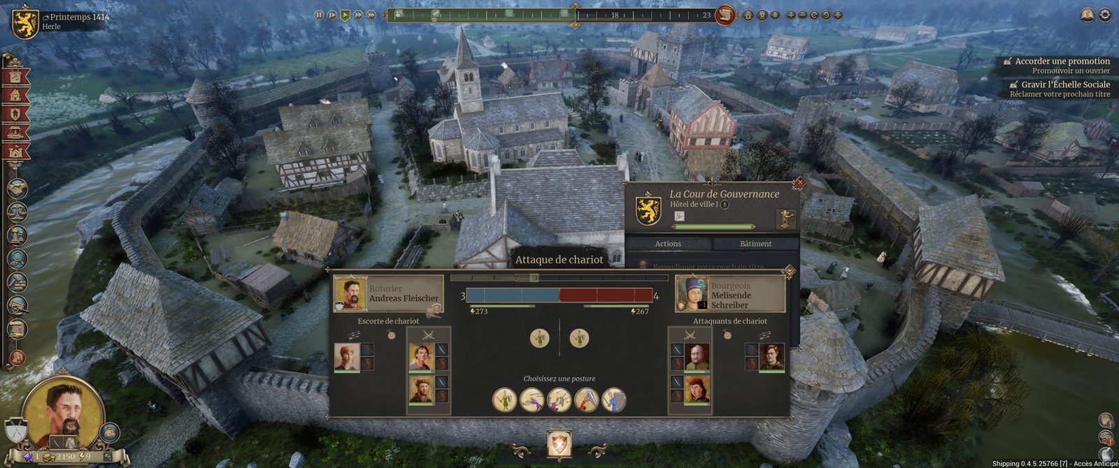 Ville fortifiée avec une attaque de chariot en cours
