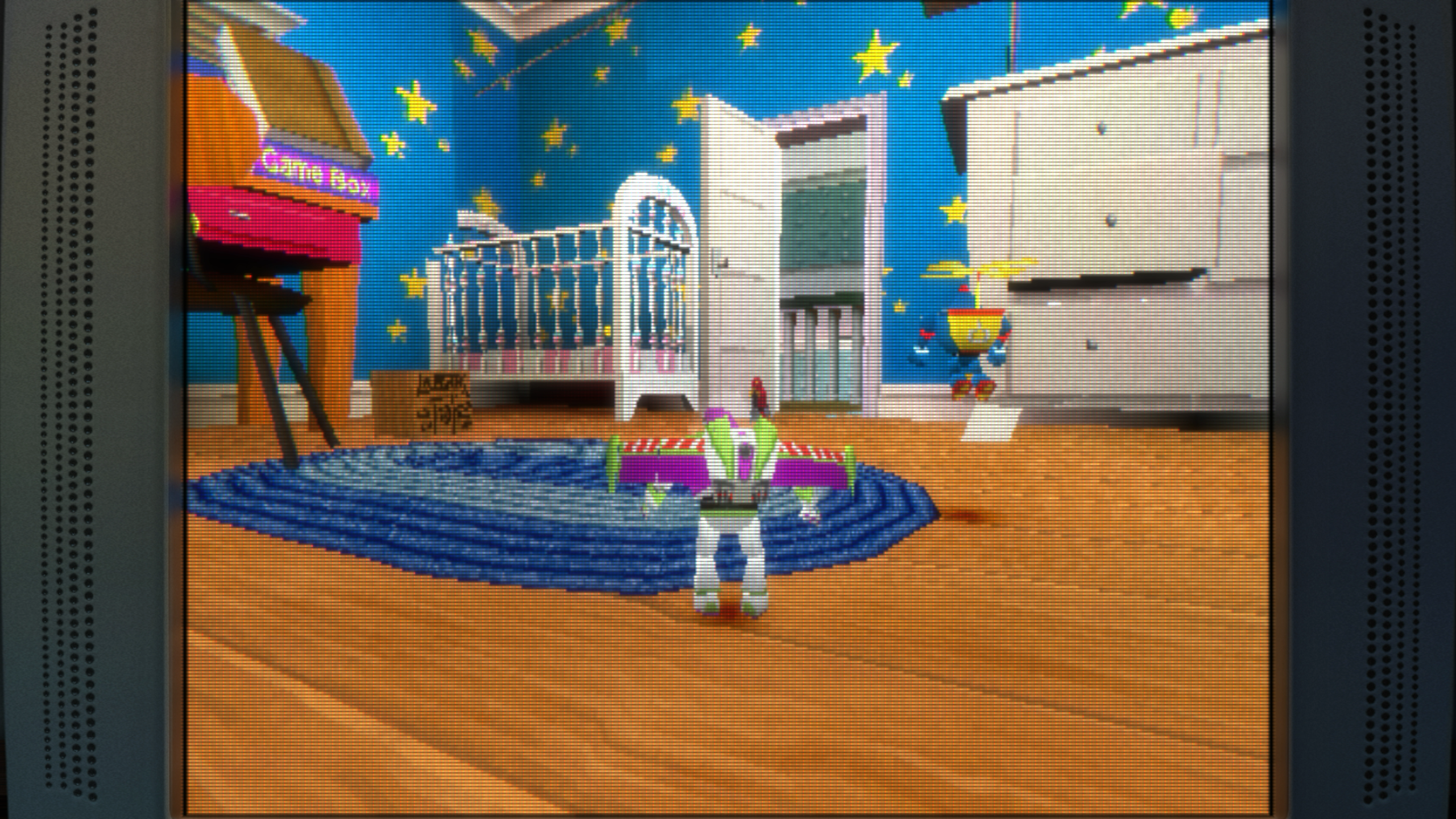 Buzz dans la chambre d’Andy dans le premier Toy Story, sur SNES
