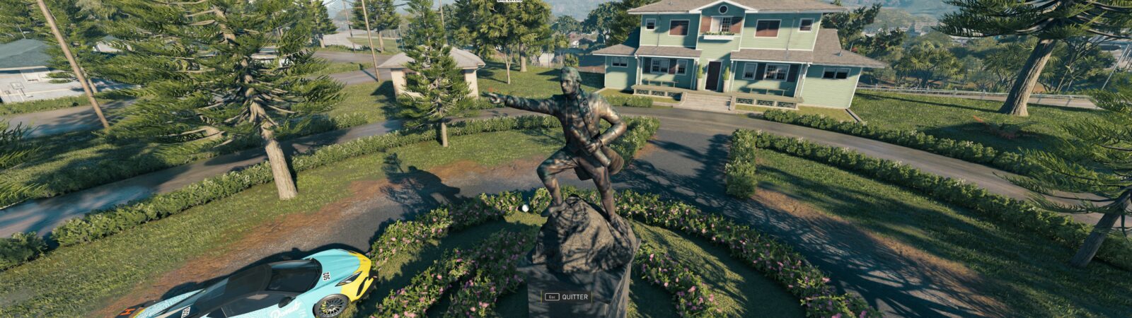 Pourquoi commencer The Crew Motorfest en 2026 ? Statue de parc résidentiel, sujet d'un défi photo