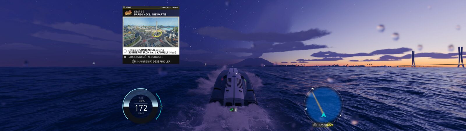 Pourquoi commencer The Crew Motorfest en 2026 ? Bateau lancé sur l'eau au coucher du soleil