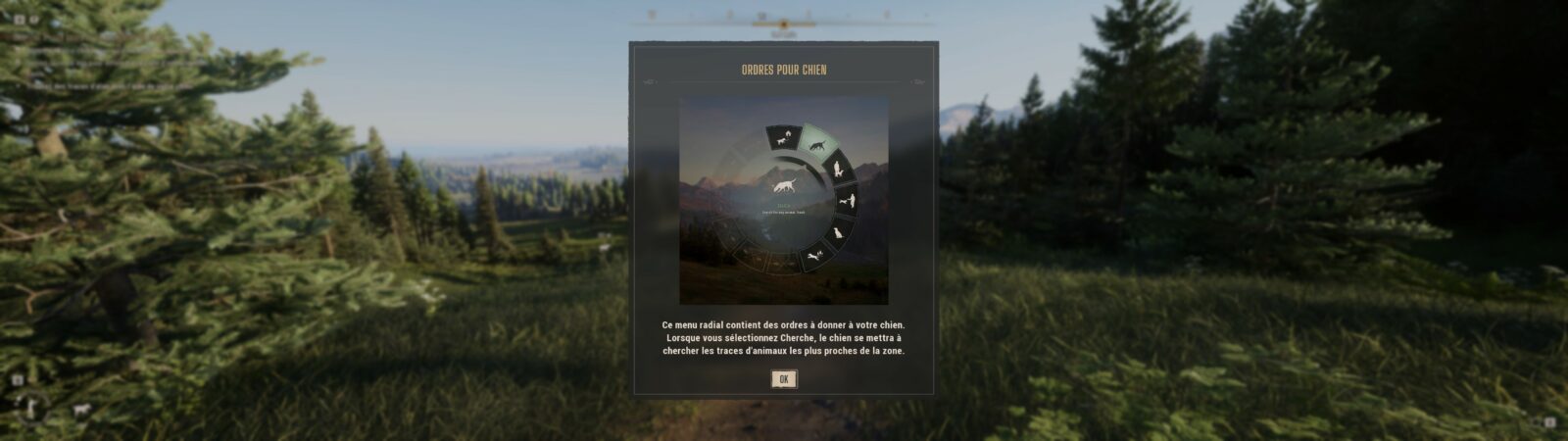 Way of the Hunter 2 : Soudain j'ai vu passer des oies sauvages Menu radial des ordres à donner au chien de chasse