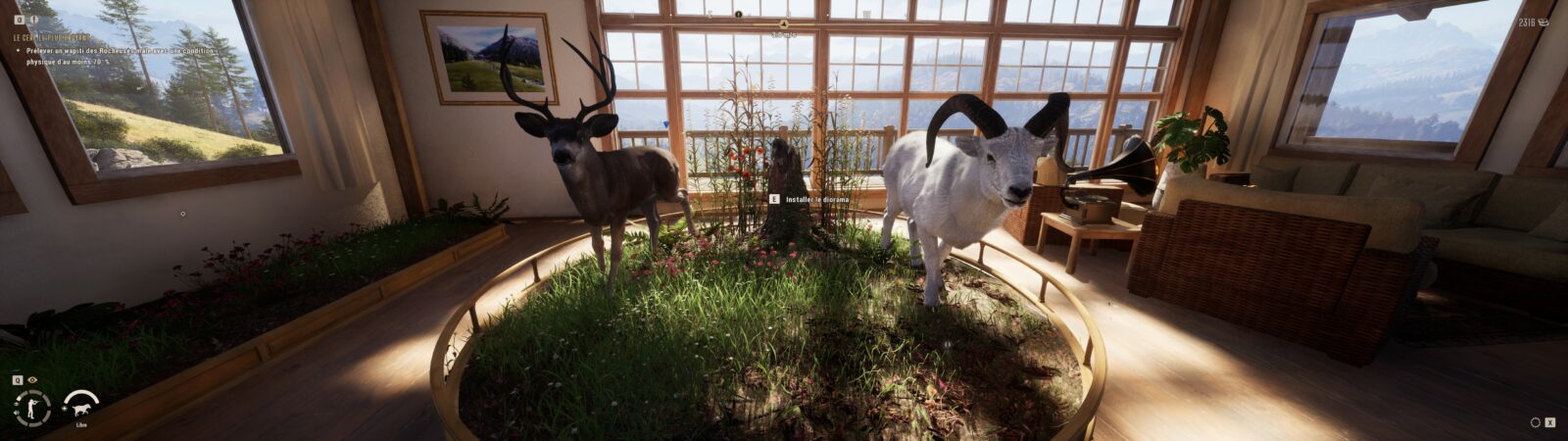 Way of the Hunter 2 : Soudain j'ai vu passer des oies sauvages Trophées de cerf et de mouflon exposés dans le gîte